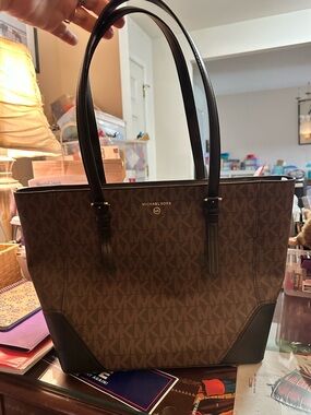 Michael Kors Brown and Black Signature Logo Tote